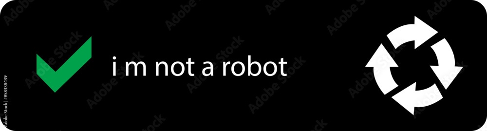 Poster i m not a robot checkbox icon in black flat style. concept technology human check verification hands