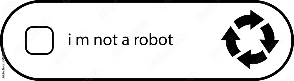 Poster i m not a robot checkbox icon in black line style. concept technology human check verification hands