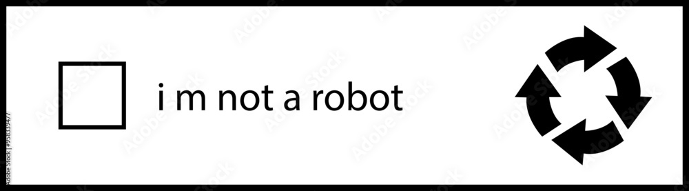 Poster i m not a robot checkbox icon in black line style. concept technology human check verification hands