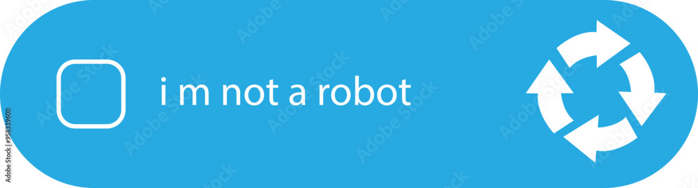 Poster i m not a robot checkbox icon in blue flat style. concept technology human check verification hands,
