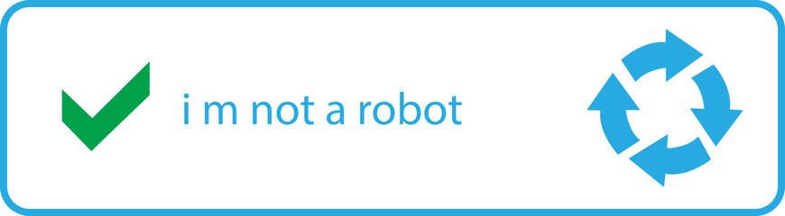I m not a robot checkbox icon in Blue line style. Concept technology human check verification hands, close up, ai. Vector illustration for website and mobile app isolated on transparent background.