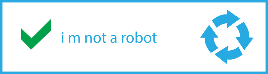 I m not a robot checkbox icon in Blue line style. Concept technology human check verification hands, close up, ai. Vector illustration for website and mobile app isolated on transparent background.