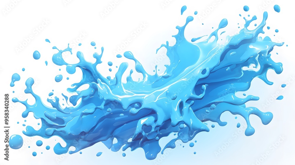 Wall mural blue liquid splash abstract d render