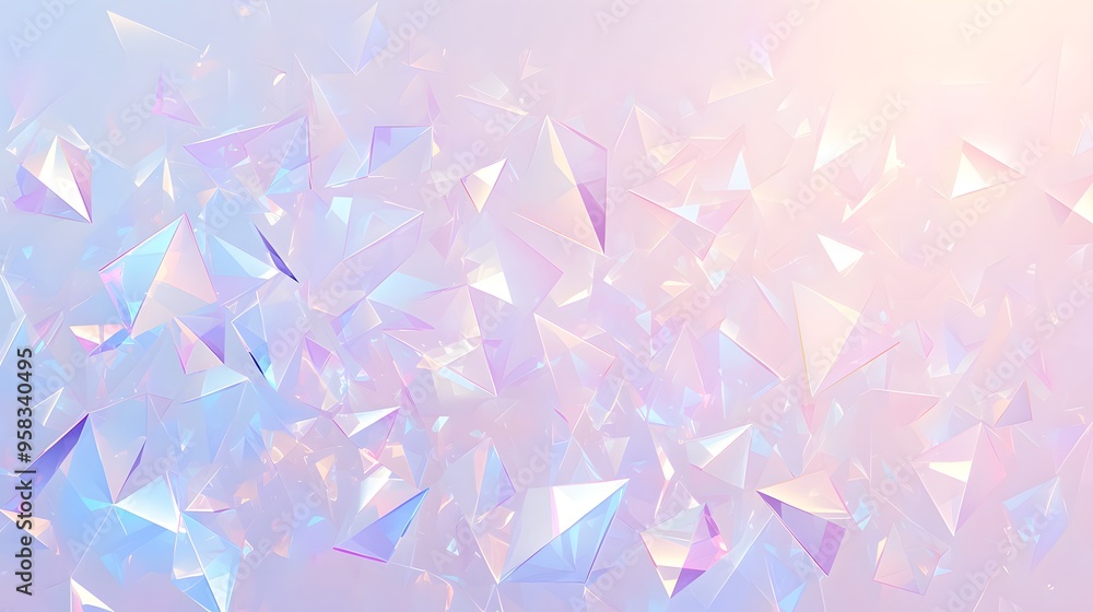 Poster abstract geometric background with pastel iridescent triangles