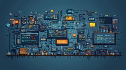 Vector illustration of mind map on programming paradigms including procedural objectoriented and functional programming