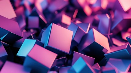 Abstract 3D Render of Purple and Blue Cubes