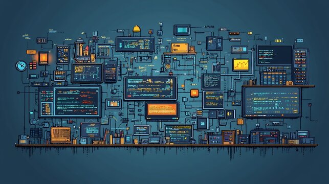 Vector illustration of mind map on programming paradigms including procedural objectoriented and functional programming