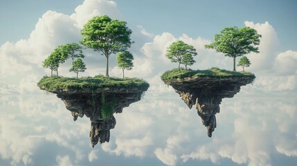 Floating Islands in a Dreamy Sky
