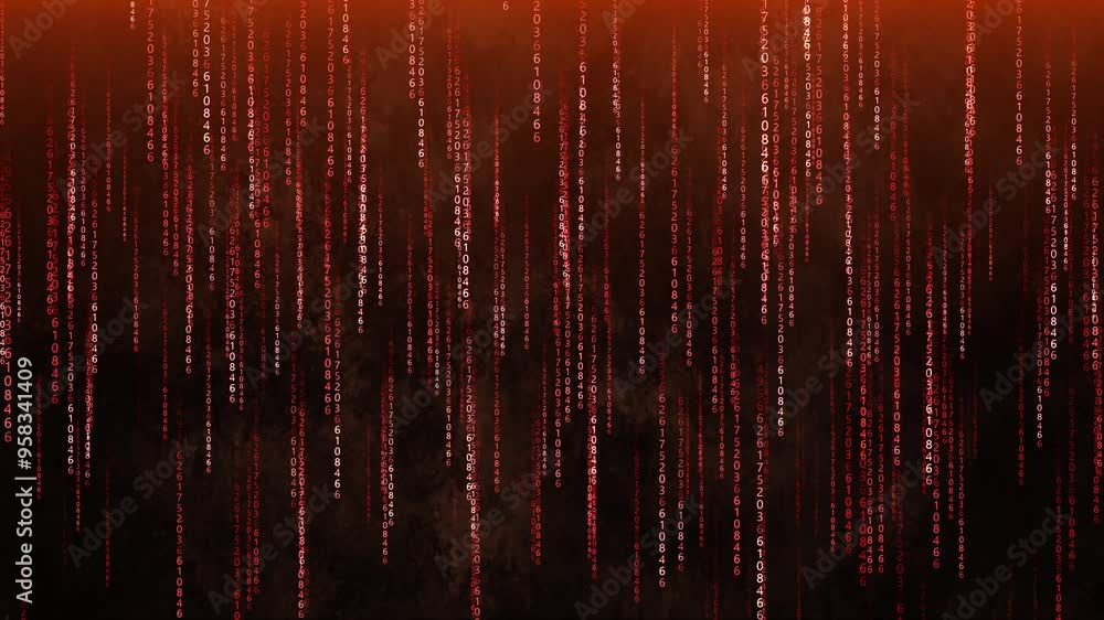 Poster binary code with numbers moving on the screen. digital age. binary algorithm, data code, decryption 