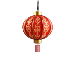 Chinese red lantern isolated on transparent or white background