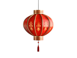 Chinese red lantern isolated on transparent or white background
