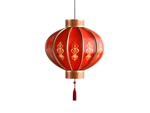 Chinese red lantern isolated on transparent or white background - Powered by Adobe