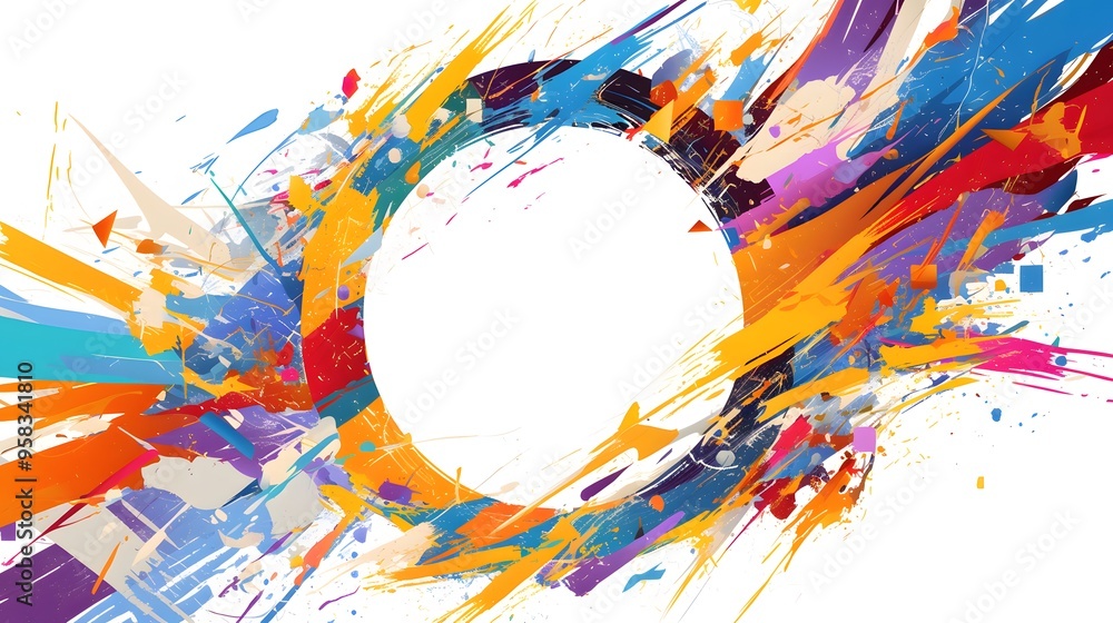 Wall mural abstract colorful background with circle frame