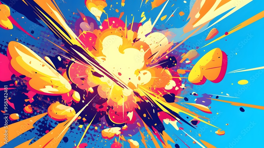 Sticker Abstract Colorful Explosion Background