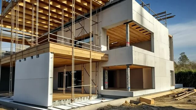 house under construction with apparent woodwork