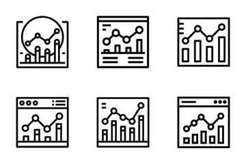 Graph analytics icon bundle set in vector style
