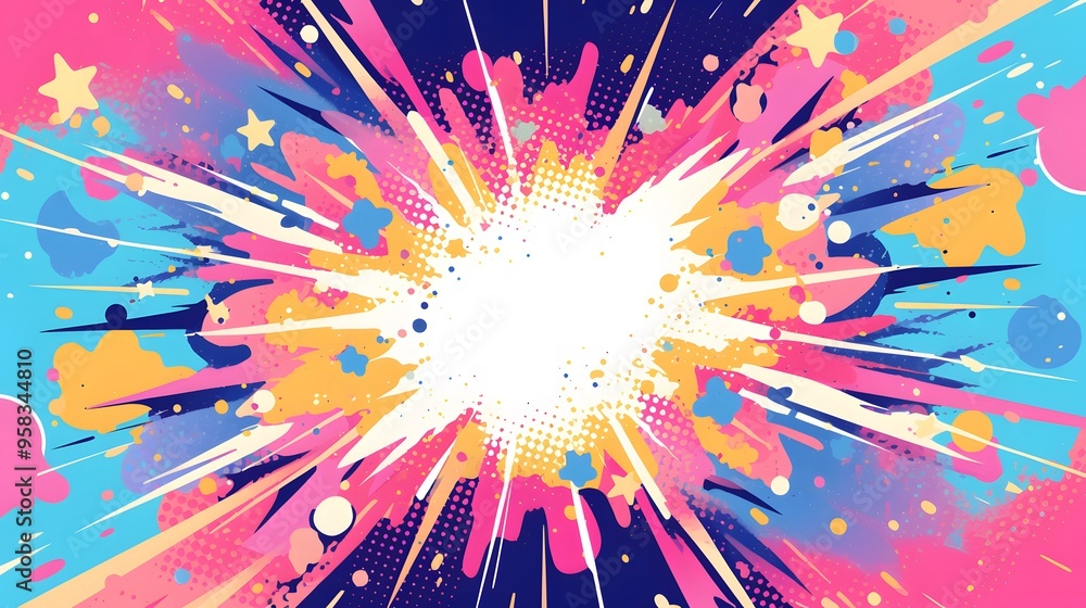 Poster abstract colorful explosion background with stars and dots
