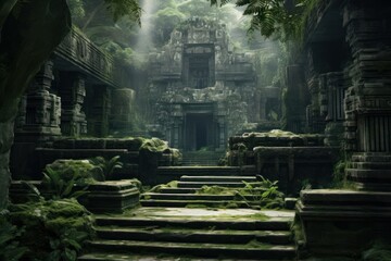 Ancient temple outdoors nature plant.