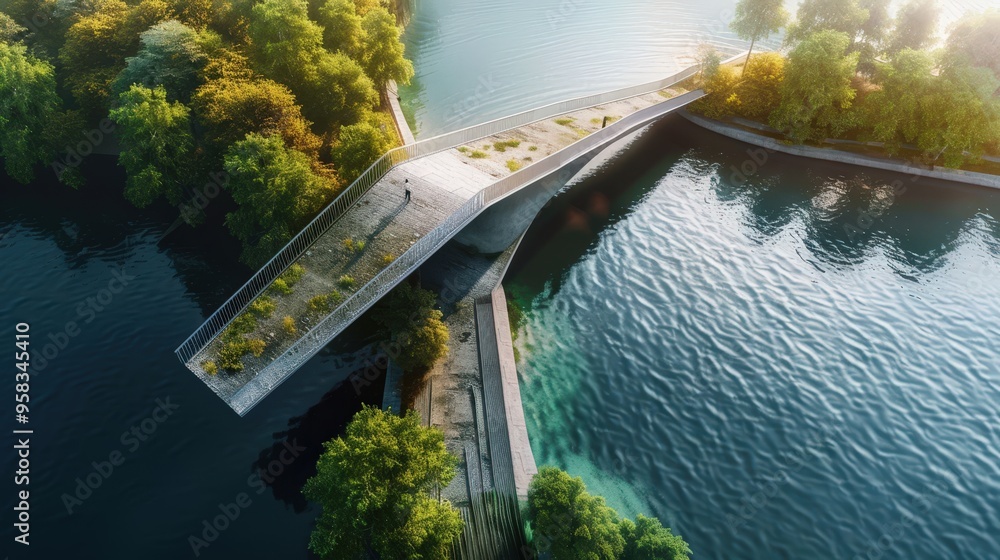 Poster observe the unique design of a bridge with a cantilevered structure