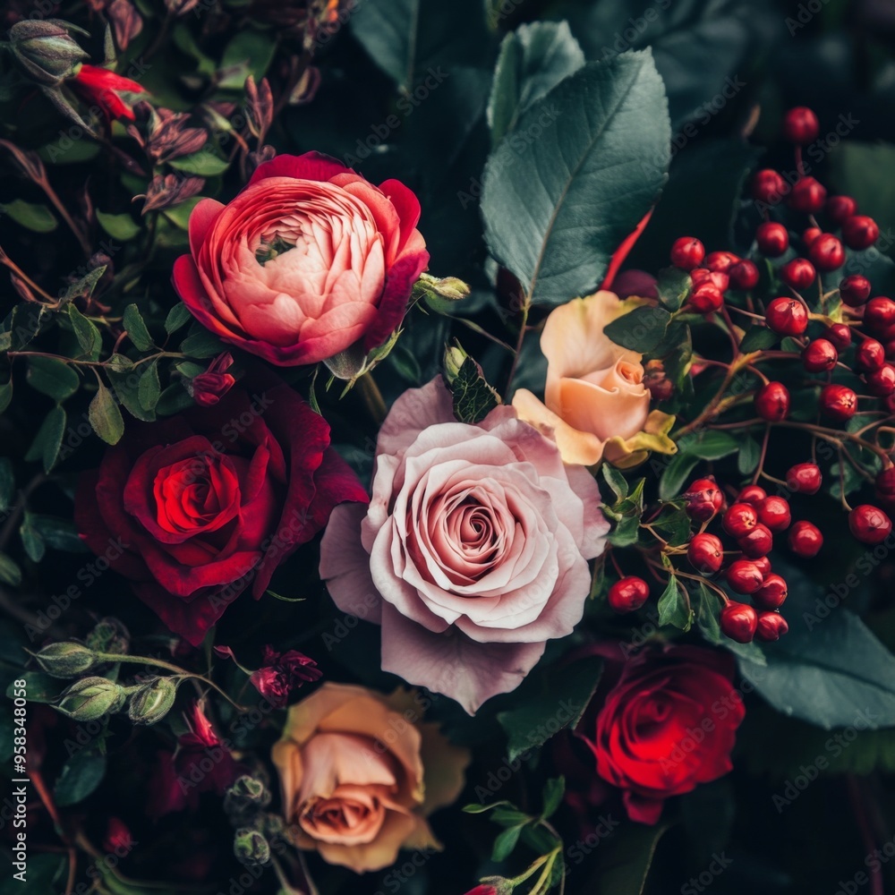 Poster these prompts should work well for creating visually stunning stock photos of beautiful flowers, wit