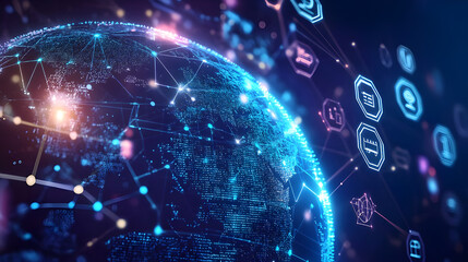 Obraz premium Digital Global Connections Network