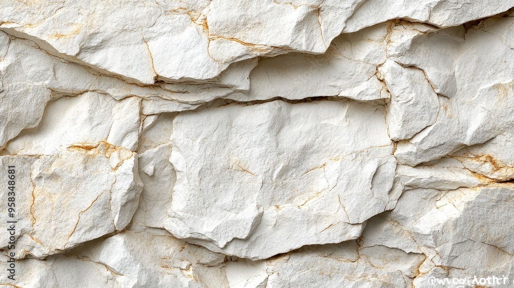 Poster close up of white rock texture background with horizontally layered natural rocks. the rough surface