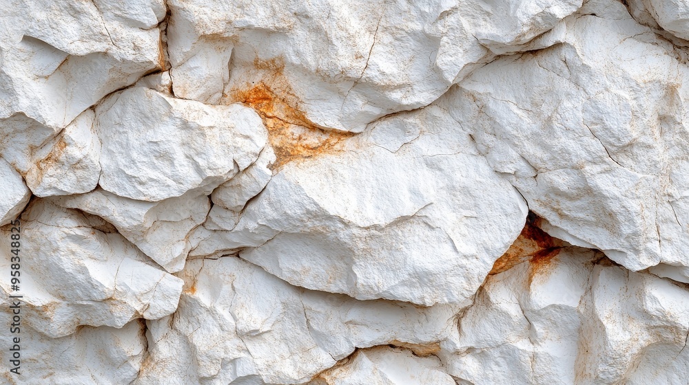 Poster close up of white rock texture background with horizontally layered natural rocks. the rough surface