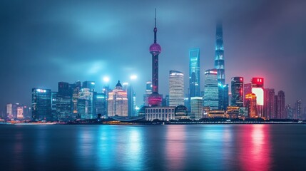 Obraz premium Shanghai Skyline at Night