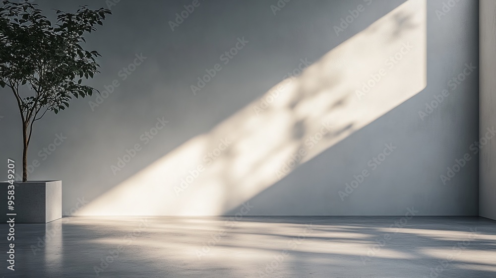Aufkleber the subtle light and shadow reflections on the white walls create a simple and peaceful atmosphere. 