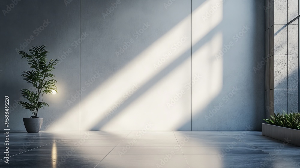 Poster the subtle light and shadow reflections on the white walls create a simple and peaceful atmosphere. 