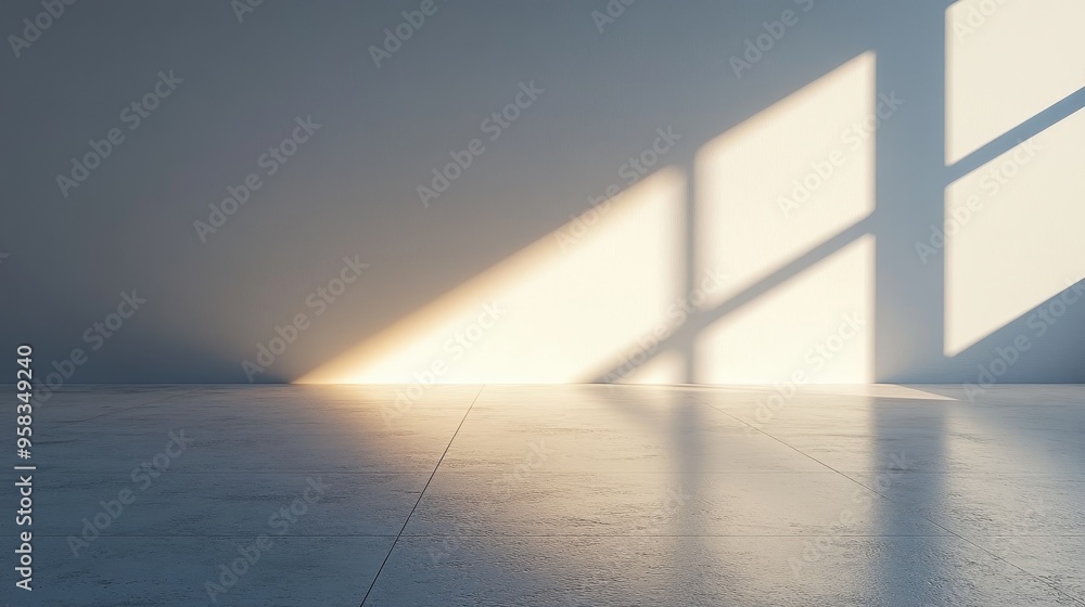 Poster the subtle light and shadow reflections on the white walls create a simple and peaceful atmosphere. 