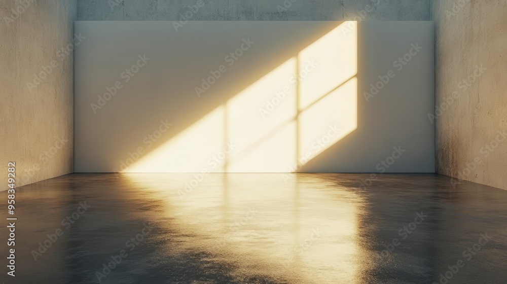 Poster the subtle light and shadow reflections on the white walls create a simple and peaceful atmosphere. 