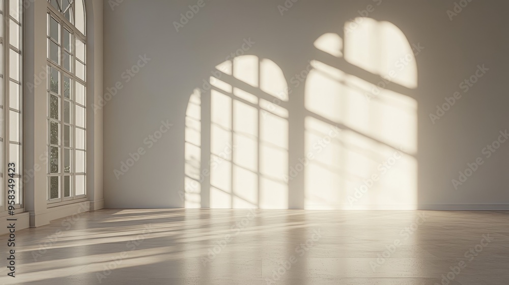 Aufkleber the subtle light and shadow reflections on the white walls create a simple and peaceful atmosphere. 