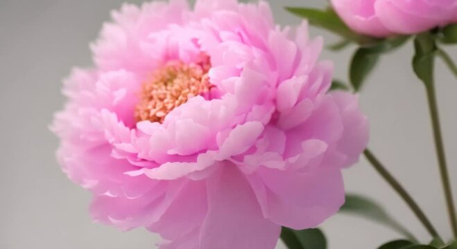 Pink peony blossoming on a white background Valentines of a Wedding Day concept macro photography video 4k animation