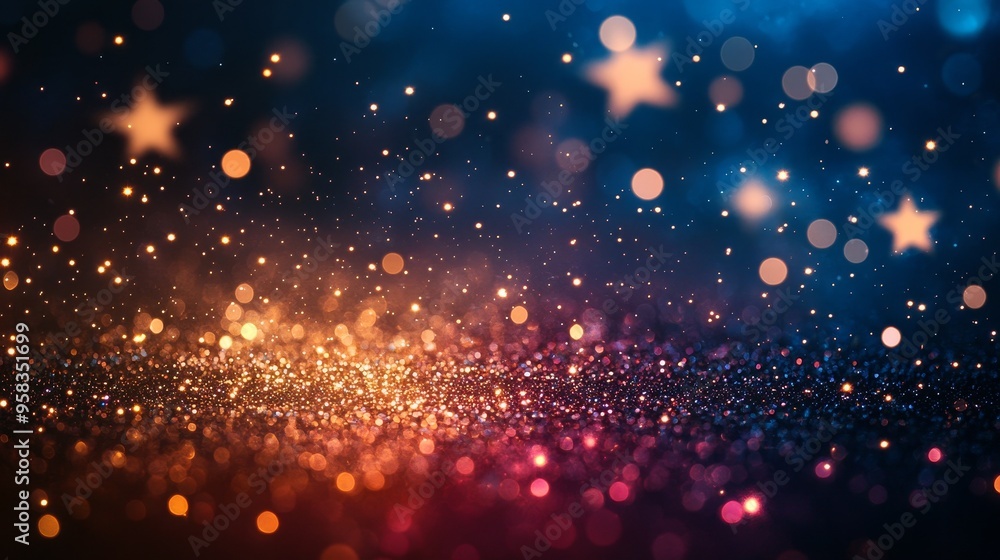 Poster dreamy blurred starry sky with subtle light streaks and soft gradients, creating a tranquil and ethe