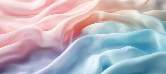 Obraz premium A soft, flowing fabric texture in pastel tones with a clear area for text