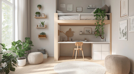 Fototapeta premium modern living room with baby room, living room interior, modern living room