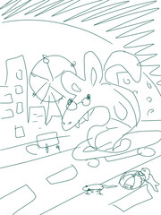 Squirrel on a skateboard