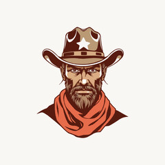 Cowboy  mascot logo. Cool bandit cowboy logo design, Western Gunslinger Bandit Wild West Cowboy Gangster face illustration