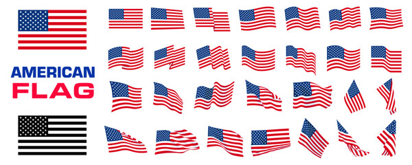 American flag icon set. Flat style. Vector © 123levit