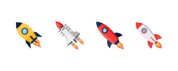 Rocket icon. Rocket icons set. Flat icon. Vector Illustration.