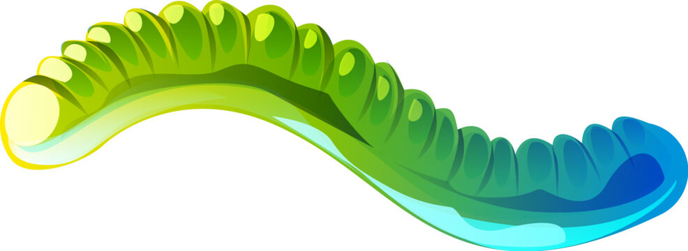 Jelly worm cartoon Halloween holiday sweets and dessert. Isolated vector blue and green colored funny earthworm or snake gummy candy. Trick or treat fruity marmalade confectionery for kids party