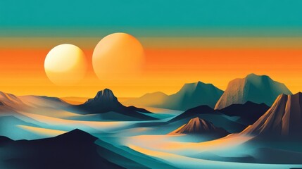 Double Sunset Over a Mountainous Landscape