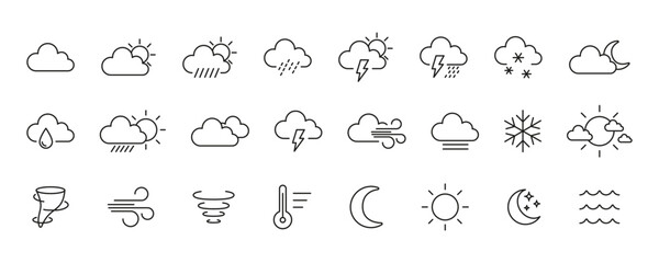 Weather icon. Weather icons set. Linear style. Vector