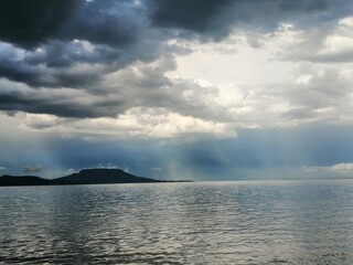 Lake Balaton after stormy weather in Balatongyorok, Hungary