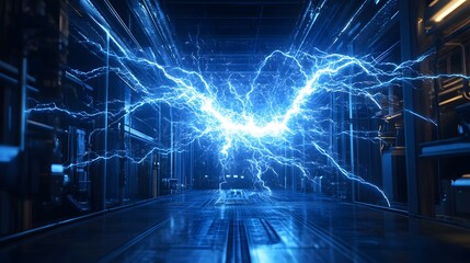 Blue electric lighting, abstract electrical background