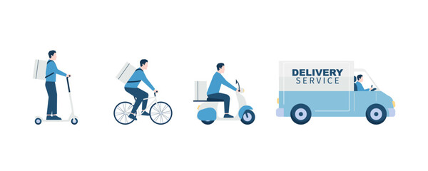 Delivery icons. Various transport. Fast shipping set. Vector