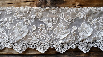 Exquisite white cotton lace embroidery presents elegant floral and leaf patterns. Delicate details, exquisite stitches, and clear lines create beautiful lace trims that are perfect for textile design