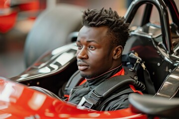 Black man vehicle racing adult.