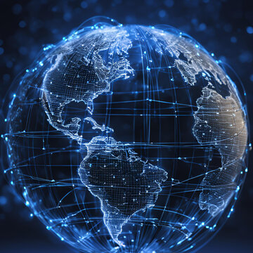 Globo terrestre con interconnessioni luminose - globe, world
